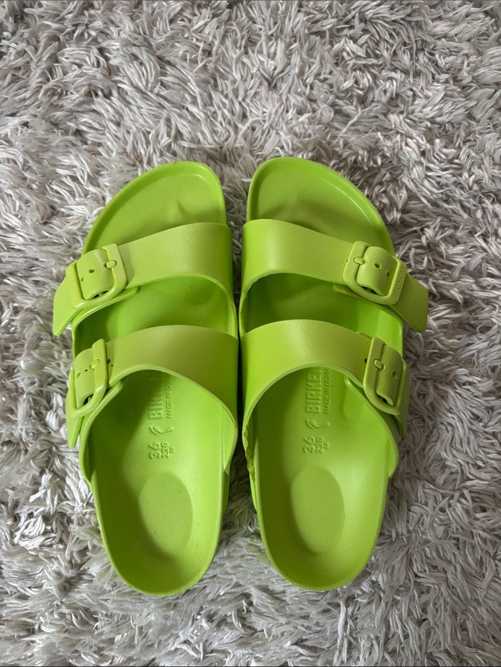 Women size 6 Green Double-Buckle Slide Sandals Birkenstocks